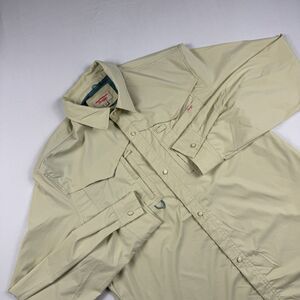 Seager Pearl Snap Fishing Yellow SPF Shirt Mens M